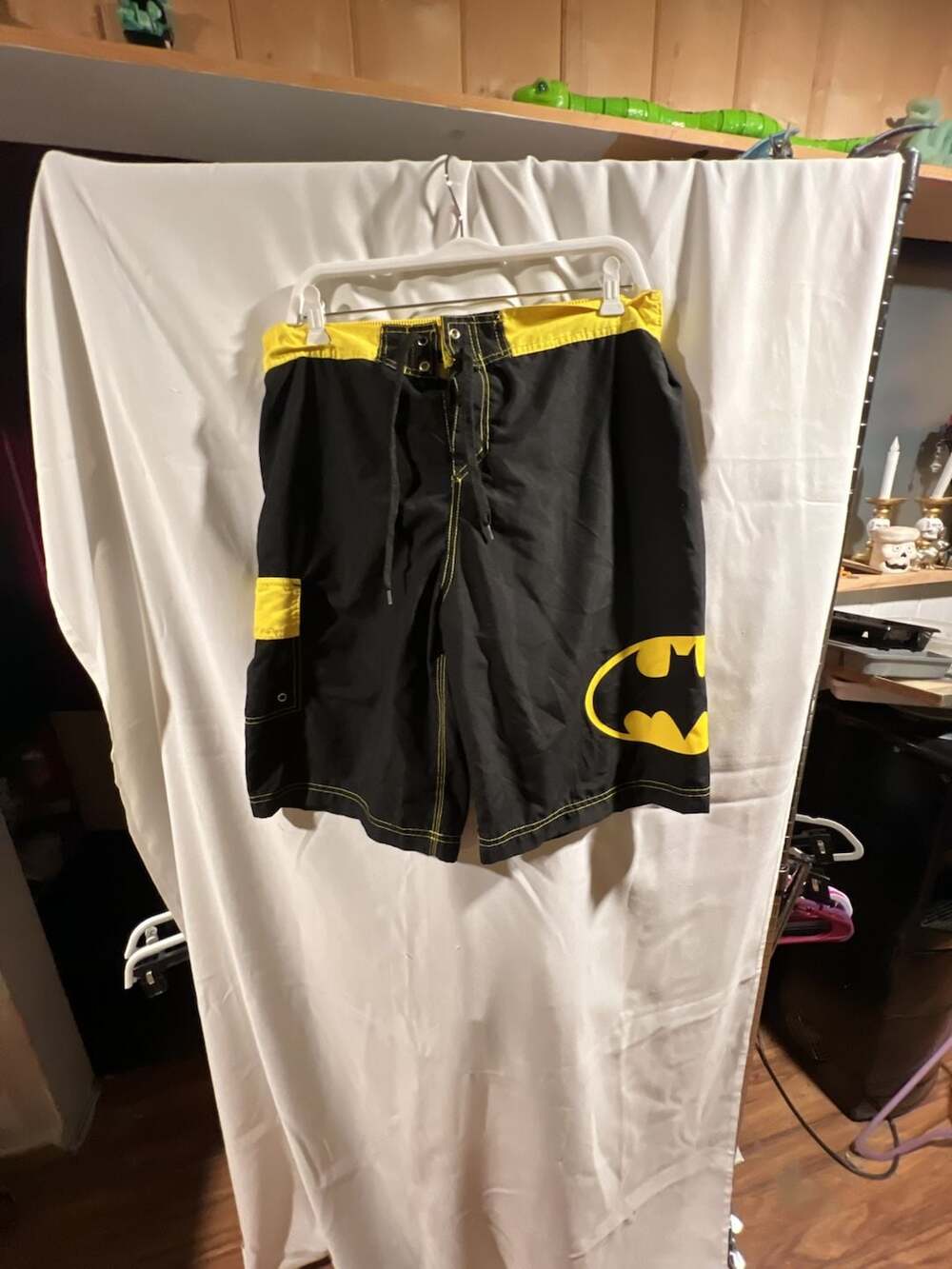 DC Comics Batman Logo Men's Black and Yellow Board Shorts